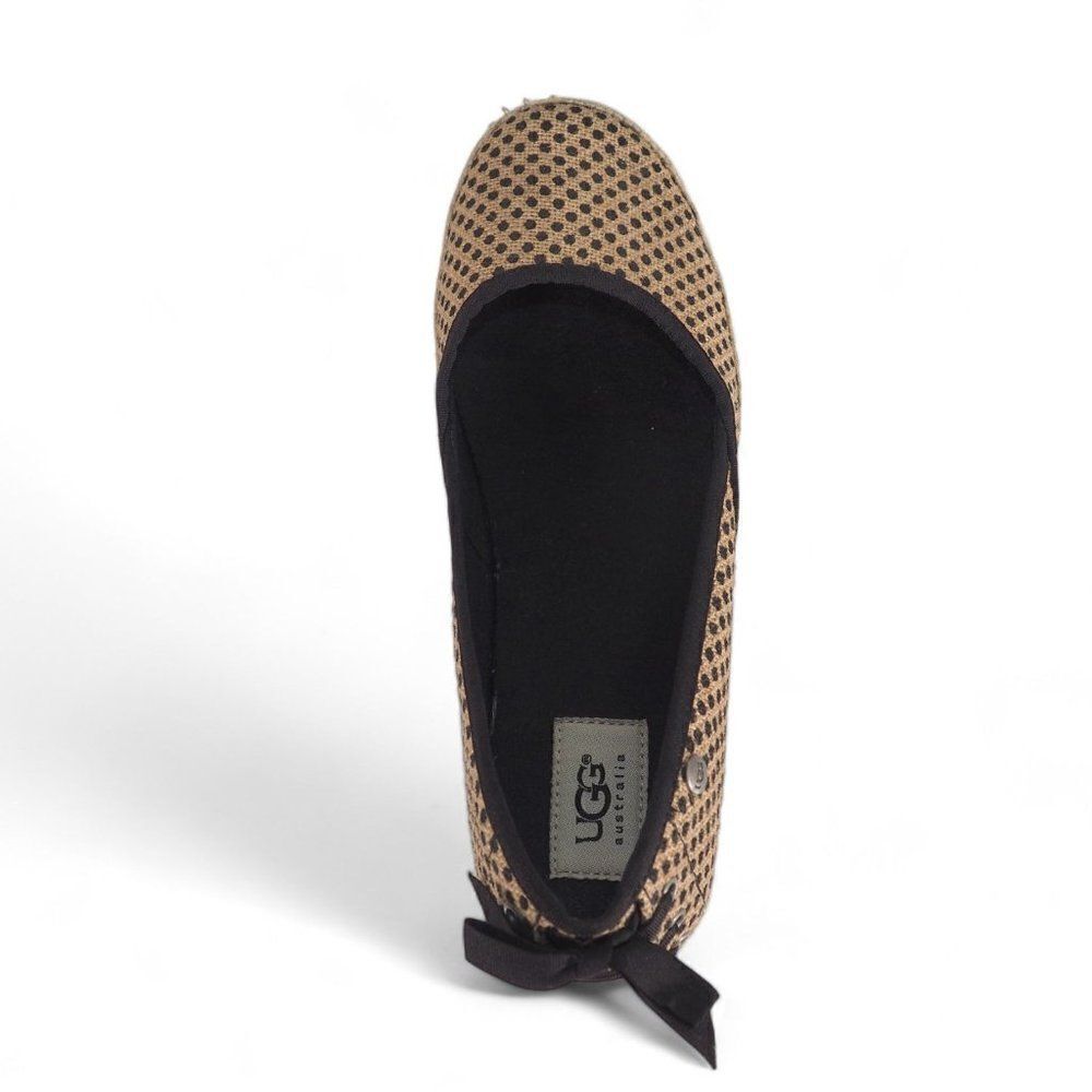 UGG Australia Indah Burlap Polka Dot Ballet‎ Flats Tan / Black 1004329 Women's 8 - Picture 9 of 11